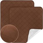 Waterproof Chair Pads for Incontinence Washable, 22" x 21" Under Pads for Adults Washable, 2 Pack Incontinence Chair Pads, Wheelchair Reusable Seat Pads Cover for Men, Women, Adults, Brown