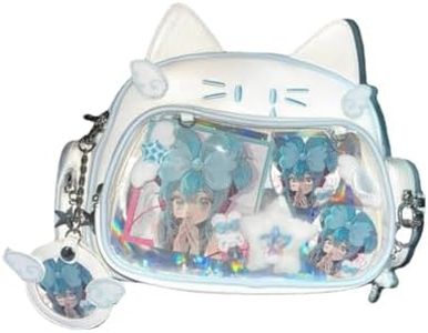 Vobomo Cute Cat Ita Bag Pin Display Backpack for School Preppy Backpack for Girls Y2k Aesthetic Single Shoulder Crossbody, White Bag