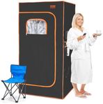 VEVOR Portable Sauna Tent, 1400W Personal Sauna Kit for Home Spa, Detoxify & Soothing Infrared Heated Body Therapy, Time & Temperature Remote Control with Chair & Floor Mat & Storage Bag, Black