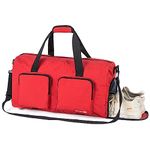 ecosmile Weekender Bag Overnight Bag Sports Travel Duffel Bag with Shoes Compartment and Adjustable Shoulder Strap for Men Women Water Resistan Personal Item Bag, Red