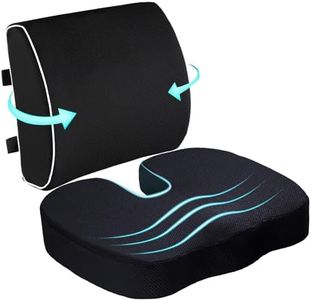 Coccyx Seat Cushion and Lumbar Support Pillow for Office Chair-Gel Infused,Orthopedic Car Seat Cushion Memory Foam Back Support Cushion for Lower Back Pain,Tailbone & Sciatica Pain Relief Black