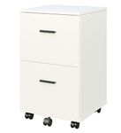 Panana Mobile File Cabinet with 2 Drawers, Wooden Small Filing Cabinet Office Cabinet Rolling File Cabinet Under Desk Mobile Filing Organizer Office Home (White)