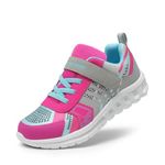 DREAM PAIRS Girls KD18002K Lightweight Breathable Running Athletic Sneakers Shoes Grey Fuchsia Blue, Size 2 M US Little Kid