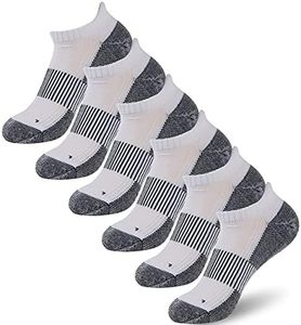FOOTPLUS Copper Infused Socks, Men Women Boys Girls Thick Cushioned Low Cut Odor Free Golf Tennis Cushioned Gym Arch Support Marathon Jogging Socks,White&Black,Large/X-Large