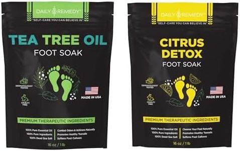 DAILY REMEDY Tea Tree Oil & Citrus Foot Soak Set, Pack of 2, for Foot Pain, Odor, Sore Feet, Athlete’s Foot, Soften Calluses - Natural Blend & Salts, Made In USA