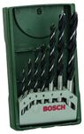 Bosch 7pc. Mini-X-Line Brad Point Wood Drill Bit Set (for Soft- and Hardwood, Ø 3-10 mm, Accessories Drill Driver and Drill Stand)