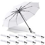 10 Pack Wedding Umbrellas Bulk Collapsible Umbrellas for Rain Compact Set Windproof Travel Umbrellas Folding and Portable Automatic Open Close for 1-2 People, Men and Women (White)