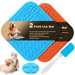 3 Pcs Licky Mats for Dogs 2 Dog Lick Mats with 1 Silicone Spatula Dog Lick Pad with Strong Suction Suitable for Pet Bathing Grooming Training