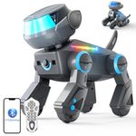 VATOS Kid Smart Robot Dog,Programmable Remote Control Robotic Dog with Bluetooth and Multi-Color LED Eyes, Singing Dancing USB Rechargeable Interactive Robot Puppy Toy for Boys Girls Ages 3-10 Grey