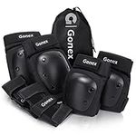 Gonex Skateboard Elbow Pads Knee Pads with Wrist Guards, Skate Pads for Kids Youth Adult 3 in 1 Protective Gear Set for Skateboarding Skating Cycling Biking Bicycle Scooter (Black L)