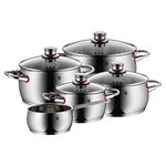 WMF Pot Set 5-Piece Quality One Steam Vent Glass Lid Cromargan® Stainless Steel Polished Suitable for Induction Hobs Dishwasher-Safe