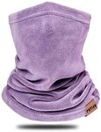 Kids Neck Warmer Gaiter Winter Fleece Face Neck Cover Balaclava Cold Weather Windproof Face Mask for Boys Girls, Light Purple, 3T