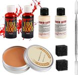 Vampire Makeup Wonlonda Halloween SFX Makeup Kit Fake Wound Moulding Skin Wax +2PCS Liquid Latex +2PCS Fake Blood +1PC Spatula +2Pcs Black Stipple Sponge for Halloween Cosplay