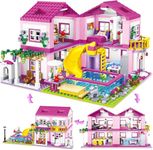 QLT Pink Girls Summer Villa Friends House Building Set Compatible with Lego Friends Construction Educational STEM Toy for Kids Age 8-12 and Up 1523 PCS