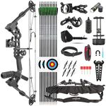 SHARROW Archery Compound Bow and Arrow Set 20-70 LBS Adjustable Hunting Compound Bow Kit for Adults Beginner Outdoor Shooting Target Practice LH/RH (Right Hand, Black)