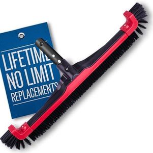 ProTuff Products Pool Brush Head - 3X Faster & Lifetime Replacement - Clean Walls & Corners Faster w/Sturdy 22” Wide Bristles & Removable Ends - Premium Pool Cleaning Equipment