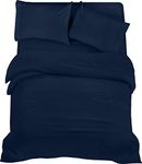 Utopia Bedding 4 Piece Double Bedding Set - Duvet Cover, Fitted Sheet with Pillow cases - Soft Brushed Microfiber (Navy)