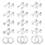 BESTEEL Small Gold Flat Back Stud Earrings for Women 14K Gold Plated Studs Hoop Earrings Surgical Steel FlatBack Earring Sets for Multiple Piercing Tiny Ball CZ Cartilage Earring Lightweight