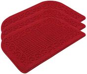 COSY HOMEER 32X20 Inch Anti Fatigue Kitchen Rug Mats are Made of 100% Polypropylene Half Round Rug Cushion Specialized in Anti Slippery and Machine Washable Burgundy (3 pcs)
