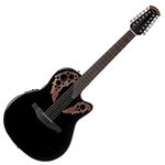 Ovation Celebrity Collection 12 String Acoustic-Electric Guitar, Right, Black, Mid Depth Body (CE4412-5)