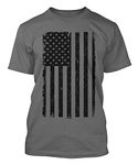 Distressed Black USA Flag - United States Men's T-Shirt, Charcoal, Medium