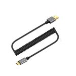 Coiled Micro USB Cable 1.5FT, CableCreation USB 2.0 A to Micro USB Charging Data Cord Stretch up to 5FT Gold Plated Connector and Aluminium Shell Work for Android smart phones, Wall/Car Charger, Black