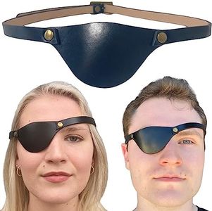 Eye Patches For Adults Right and Left Eyes - Brown or Black Adult Leather Eyepatch for Lazy Eye - Handmade Leather Eye Patch for Adults for Eye Glasses and Pirate Cosplay (Black)