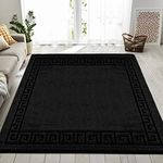 PHP Carpet for Kitchen Mats Non Slip Washable Geometric Rug Water Resistant - 120 X 150 cm, Black Rug Runners for Hallways Mud Kitchen Shoe Mat