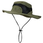 JAOAJ Mens Sun Hat Wide Brim Summer Safari Hat,Cotton Fishing Boonie Hat UV Hats,Breathable Mesh Bucket Gardening Hats with Adjustable Chin String Army Green