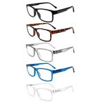 5 Pack Reading Glasses Blue Light Blocking UV400 Anti Glare Computer Readers for Men Women (5 Mix C2, 2.00, multiplier_x)