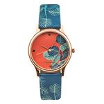 TEAL BY CHUMBAK Round Dial Analog Watch for Women|Bohemian Leaves Collection| Printed Vegan Leather Strap|Gifts for Women/Girls/Ladies |Stylish Fashion Watch for Casual/Work - Green