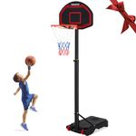 Outspurge Kids Adjustable Basketball Hoop Portable 5.5Ft-8.2Ft 5 Height Levels Basketball Goals with 2 Wheels &Large Shatterproof Backboard Nylon Net for Youth,Boys, Girls, Teens Outdoor Use