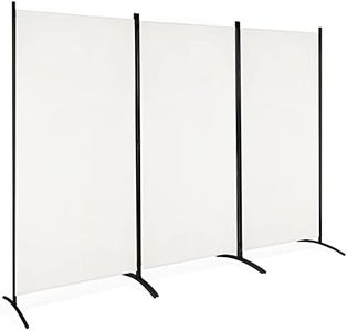 Giantex 3-Panel Room Divider, Folding Privacy Screen with Durable Hinges Steel Base, Freestanding Partition Protective Wall Furniture, Wood Panel Divider Wall Divider (White)