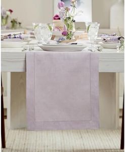 Solino Home 100% Linen Table Runner Lilac, Classic Hemstitch 14 x 156 in
