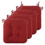 FlyGulls Set of 4 Chair Cushions for Dining Chairs Non Slip Office Chair Cushion with Ties Premium Seat Cushion 18x18 Inches Comfortable Kitchen Chair Pads Indoor Red