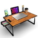 Datar Fashion Foldable Wooden Mini Laptop Table for Bed, Study Table with Drawer, Tablet/Mobile Holder for Kids & Adults->> (Wood)