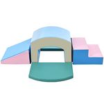 Fulvari Toddler Foam Climbing Blocks,Grow-n-Learn Tunnel Climber,Including Single-Tunnel Foam Climber,Slide Stairs and Ramp,Soft Foam Indoor Active Playset for Crawling and Sliding at Home