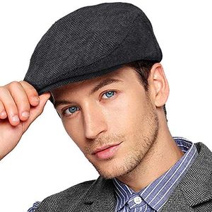 LADYBRO Flat Hat Caps for Men - Black Cabbie Hat Large XL Newsboy Hats Men Ivy Cap