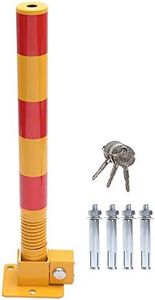 KATSU Bolardo de Bloqueo de Espacio para Estacionamiento de Automóviles con Resorte, Bloqueable Plegable Poste de Barrera de Parking de Coche, Amarilla y Roja, 60cm de Altura