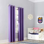 Sun Zero Riley Kids Bedroom Blackout Grommet Curtain Panel, 40" x 84", Purple