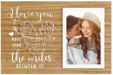 ELEGANTPARK Long Distance Relationship Gift Valentines Day Gifts for Couple Wedding Gifts Photo Frame 4X6 Heart Picture Frame for Anniversary Birthday I Love You More Than the Miles Between US