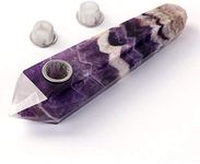 Quality Healing Amethyst Crystal Smoking Pipe - 2 Fitted Gauze Screens and Pipe Cleaner