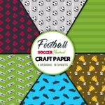 Football Soccer Theme Scrapbook Paper Collection: 8.5 X 8.5 6 Football Soccer Sports Designs with 18 Sheets Single Sided Crafting Paper