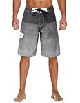 Nonwe Men's Swim Shorts Quick Dry Breathable Boardshorts Black&Gray 28