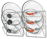 SimpleHouseware Cabinet Door/Wall Mount Pot Lid Organizer Rack, 2 Pack, Chrome