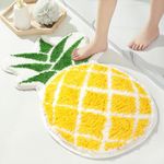 FROZZUR Pineapple Bath Mat, Non Slip Bathroom Mats, Fun Cartoon Pineapple Bathroom Decor , Fruit Shaped Absorbent Bathtub Rug Bathroom Tub Plush Shower Rugs Washable