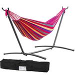 FDW Double Hammock Stands Portable Hammock Stand Heavy Duty Steel Stand for Outdoor Patio or Indoor (Red)