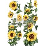 Redesign With Prima Decor Transfers Sunflower 24"x35" Wall Decals DIY Wallpaper Wall Stickers Murals Decor for Kitchen Living Room Bedroom Bathroom Nightstands Table Décor