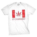 Mens O Cannabis Tshirt Funny Canada Marijuana Legalization Flag Tee Crazy Dog Men's Novelty T-Shirts with 420 Sayings with Canada Sayings Soft Comfortable Funny T Shirts for Men White XXL