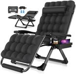 Suteck Oversized Zero Gravity Chair,33In XXL Lounge Chair w/Removable Cushion&Headrest, Reclining Camping Chair w/Upgraded Lock and Footrest, Reclining Patio Chairs Recliner for Indoor Outdoor,500LBS